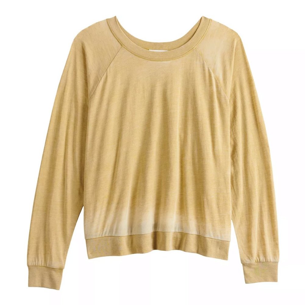 Yummy Sweater Co. Raglan Burnout Crewneck Top Sz XS